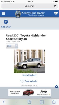 2001 Toyota Highlander. Coming soon