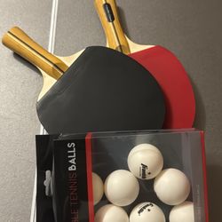 PING PONG TABLE AND PADDLES AND BALLS