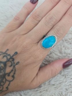 Navajo handmade kingman turquoise ring