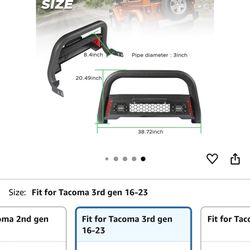 Bull Bar For Toyota Tacoma 3rd Generation 2016 To 2023 With LED Light W/license Plate 