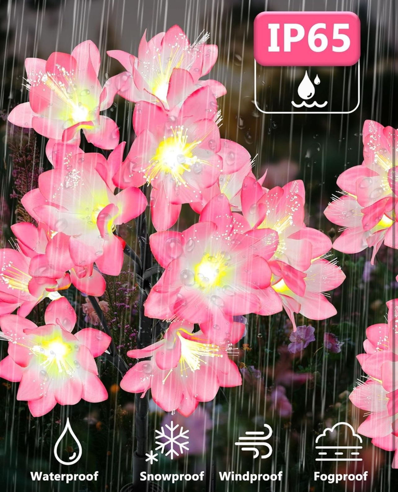 Solar Garden Llights, 4 Pack Flowers Camellia Lights Outdoor Garden Decorative Path Light Waterproof Solar Lights Landscape Stake Lights for Ga