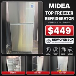 🔥 Midea 20.5 Cu. Ft. Top-Freezer Refrigerator – $449 – NEW OPEN BOX