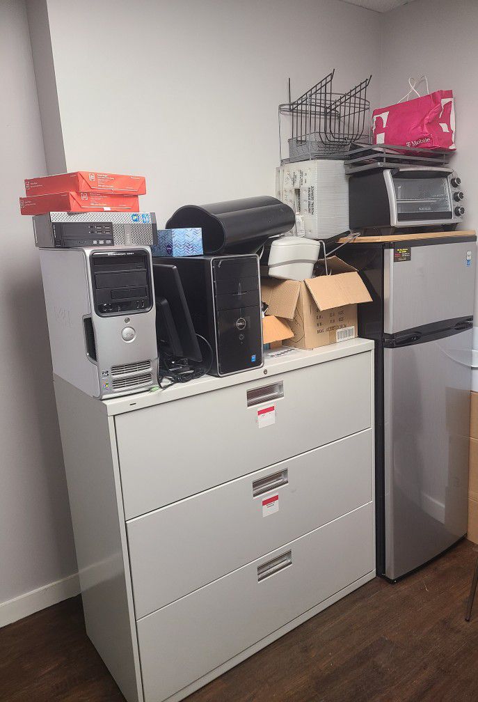 File Cabinet, Computer, Refrigerator, File Cabinet 
