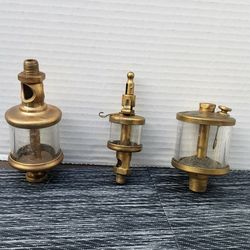 VINTAGE HIT MISS OILER LOT - including Vintage Lunkenheimer ROYAL Brass Hit Miss Oiler