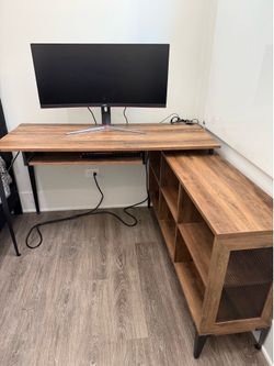 Onamia L-Shaped Metal Base Computer Desk