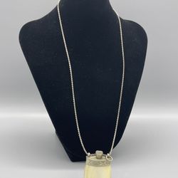 Antique Mother of Pearl Shell Perfume Bottle With GW Italy 925 Chain