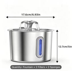 Brand New 304 Stainless Steel Pet Water Fountain – Ultra Quiet, 2.2L