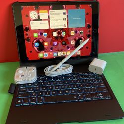 Apple IPad 9th Generation (10.2” Retina /Touch ID /IOS 18/ 2021 Model) 64GB with Pen, Keyboard  & Accessories