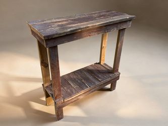 Handcrafted Reclaimed Pine Accent Table: $125