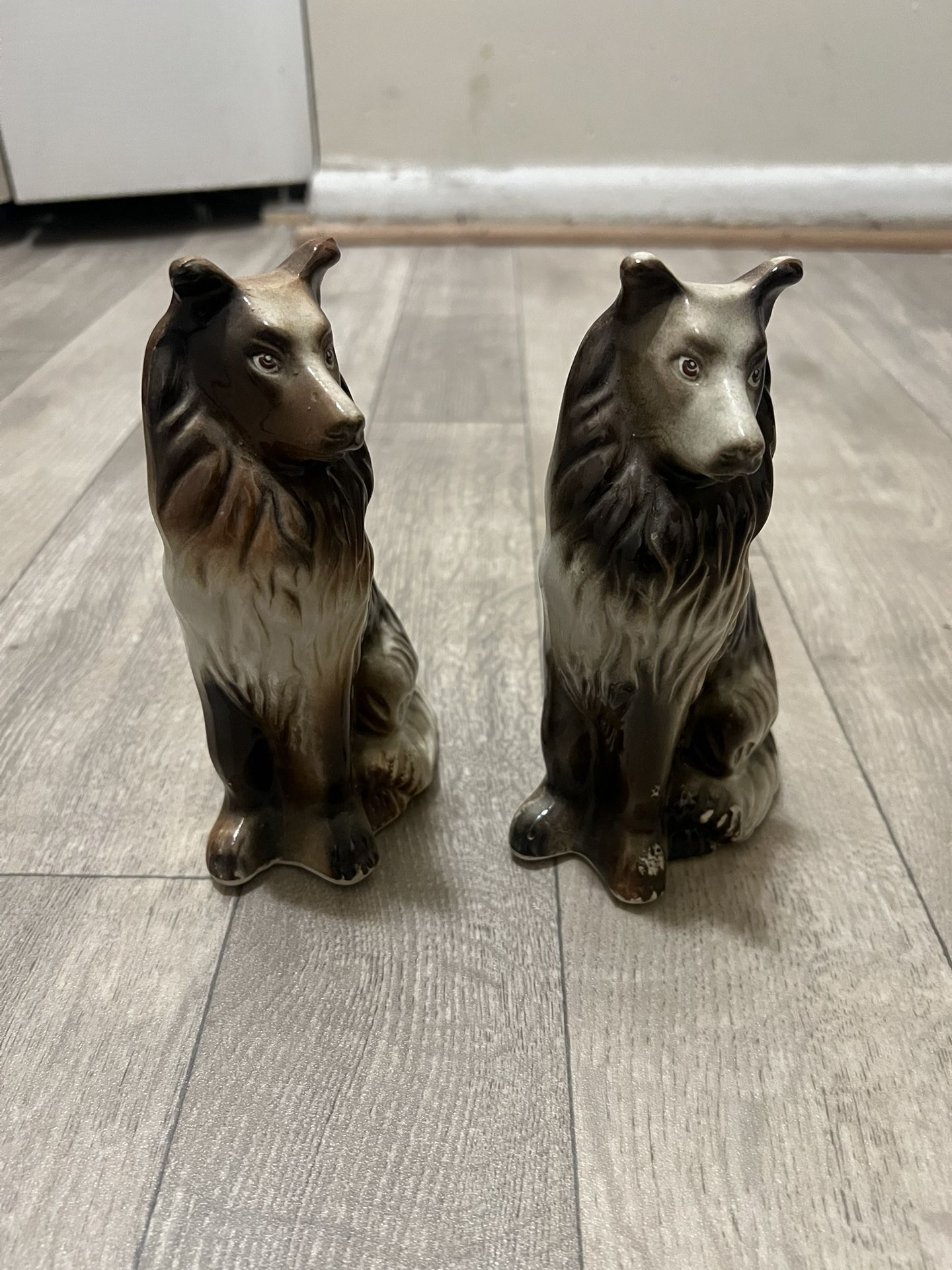 Collie Dog Figure Brown Ceramic Handcrafted 7" Statue