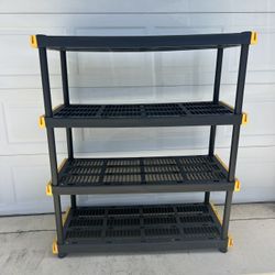 BLACK & YELLOW, 4-Tier Heavy Duty Plastic Storage Shelving Unit, 200lbs/shelf (55"H x 48"W x 20"D), for Indoor/Outdoor Organization, Modular Rack