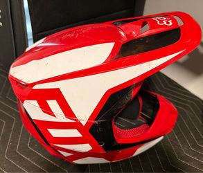 Fox Racing Youth V1 Motocross Helmet – Red/White – Kids Size Small (DOT & ECE Certified)