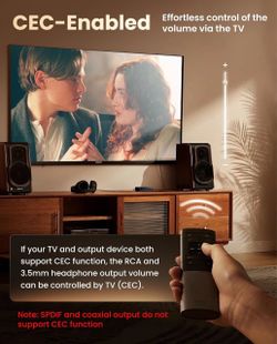 4K60Hz HDMI ARC 192KHz Audio Extractor Converter for TV Soundbar Amplifier Comes with power adapter, supports Optical, Coaxial, RCA and 3.5mm audio ou