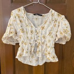 Zara Puffed Sleeve Crop Top