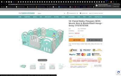 14-panel baby playpen with music box and basketball