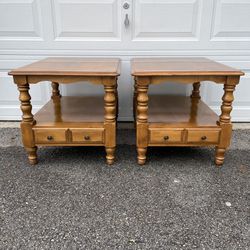 Vintage Solid Maple Side End Tables/ Night Stands 