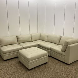 Leather Full Electric Reclining Sectional Couch
