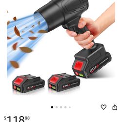 Leaf Blower Cordless with Battery, Turbo Jet Leaf Blower, 21V*2 Pcs Batteries Electric Blower for Patio Cleaning, Lawn Care, Blowing Leaves and Dust