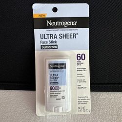 SPF 60 Ultra Sheer Stick Sunscreen Face Invisible Finish Travel 0.47oz