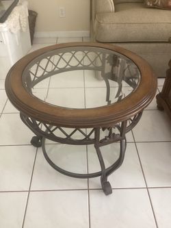 Table heavy iron with double glass