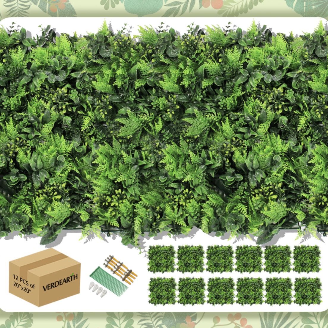 12pc 20x20” green topiary backdrop panels