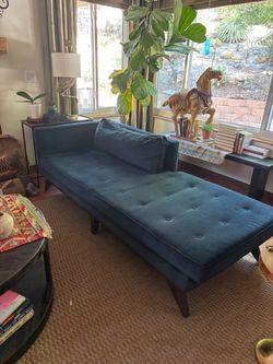 Velvet one arm blue couch