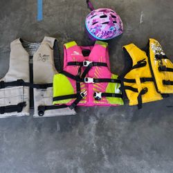 Youth, Teen, Adult Sized Life Jackets And Youth Bike Helmet 