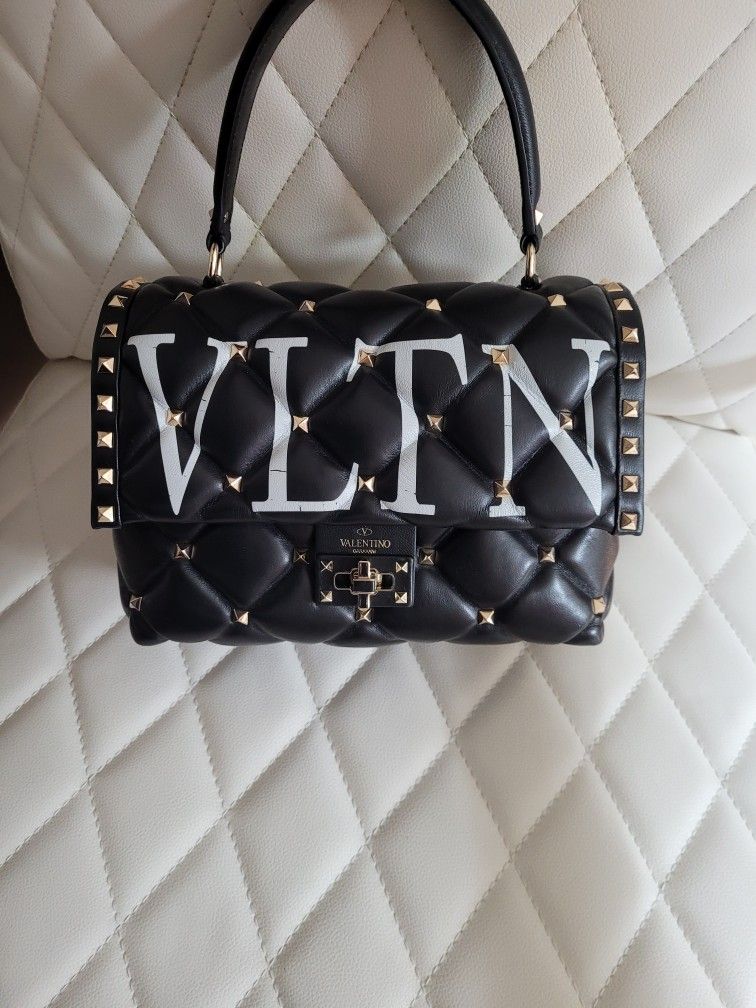 Valentino Rockstud Romanstud Black Bag Handbag Purse STUDDED