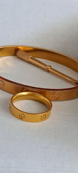 Gold platinated bracelet   C.   bangle and ring