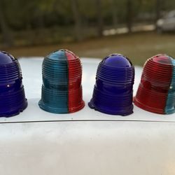 Crouse-Hinds & AP3863 Vintage Beacon Light Domes Blue & Red/Blue Split Lot of 4