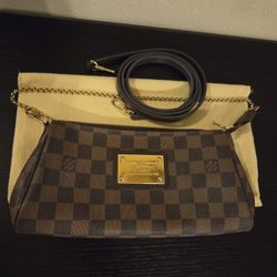Louis Vuitton Damier Ebene Eva Clutch Crossbody Bag 2-Way