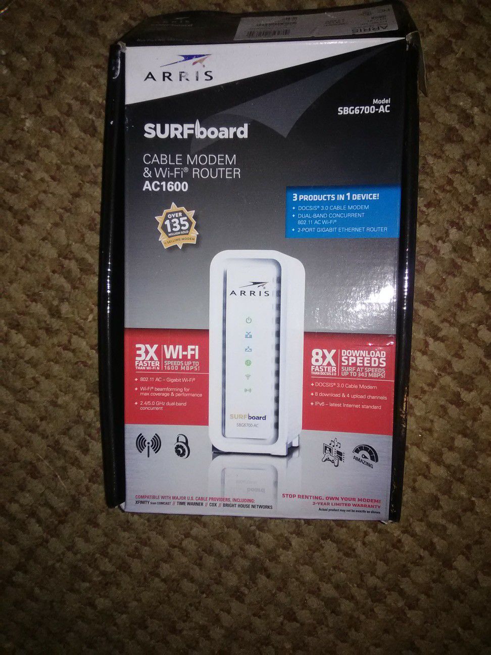 Arris surfboard cable modem and wifi router ac 1600
