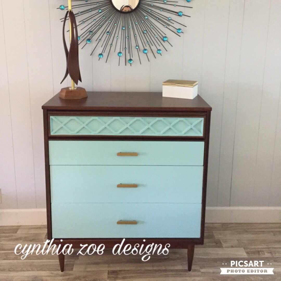 Mid Century Modern Bassett Highboy Dresser