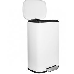 8 Gallon Step Trash Can, Stainless Steel Garbage Bin, Soft-Close Rubbish Bin with Removable Plastic Inner Bucket, Fingerprint-Proof, Lid Dustbin, Suit