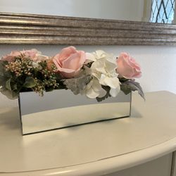 Brand New Floral Arrangement In Mirrored Vase 