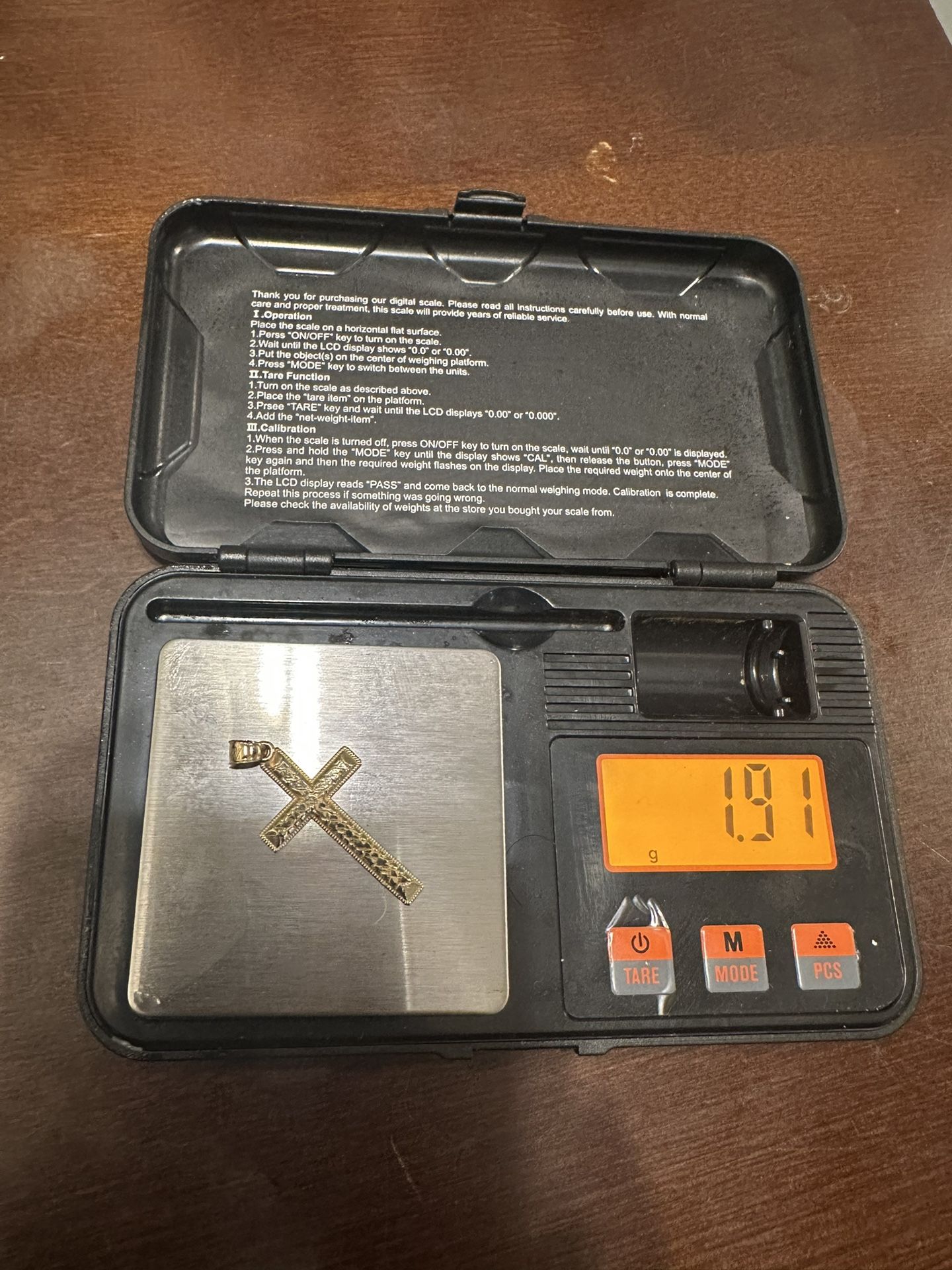 14K Nugget Cross Pendant About 2 Inches 