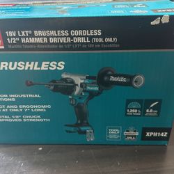 Makita 18V Lithium-Ion Brushless 1/2 In. Cordless Hammer Driver Drill (Tool Only)