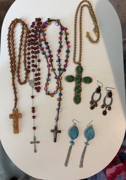 Mixed Jewelry Rosaries, Necklaces and Earrings