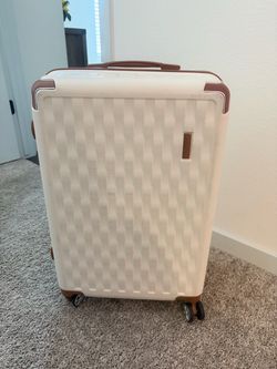 White checked suitcase