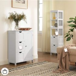 Bathroom Storage Cabinet, Floor Cabinet with 3 Large Drawers and 1 Adjustable Shelf, 23.6 x 11.8 x 31.9 Inches, White 