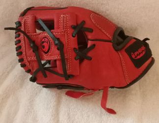 Phinix Red Pigskin Leather 10" Baseball Glove. Good for T-ball Left Hand Thrower. VG Condition