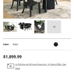 Brand New 4 Chairs Black Wood With Gray Cushion 