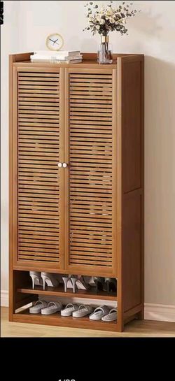 Space saving shoe cabinet multiple layers