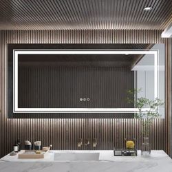 LED Mirror- 72” x 36” LED Touch Button Bathroom Vanity Mirror, Switchable Color LED with Defogger