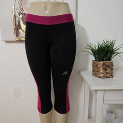 Adidas Techfit Climalite Black Cropped Leggings with Pink Highlights Size Xsmall