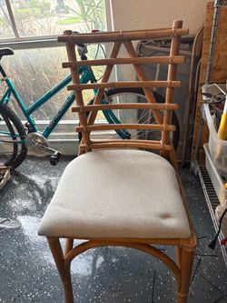 Rattan Dining Chair with Upholstered Seat