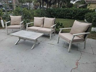 Rustproof brown Aluminum & Wicker Patio Set, Brown/Gray | New, Ready to Use