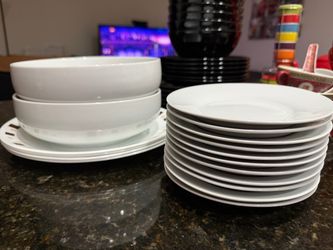 White Ceramic Plates and Bowls Set