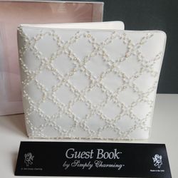 Vtg Satin Beaded Wedding Guest Book by Simply Charming