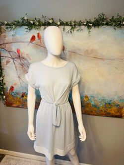 Urban Outfitters Caution to the Wind Light Blue  and White  Tie Front Dress